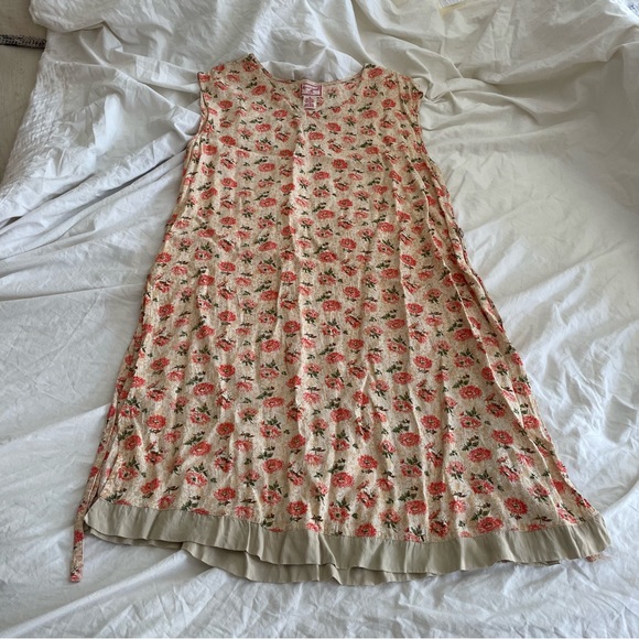 vintage April Cornell Tunic Dress 80s/90s XL/Plus Floral Boho TieBack Sleeveless - Picture 2 of 13